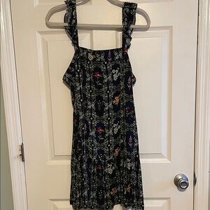 Agua Bendita Black Floral Dress with Ruffle Straps